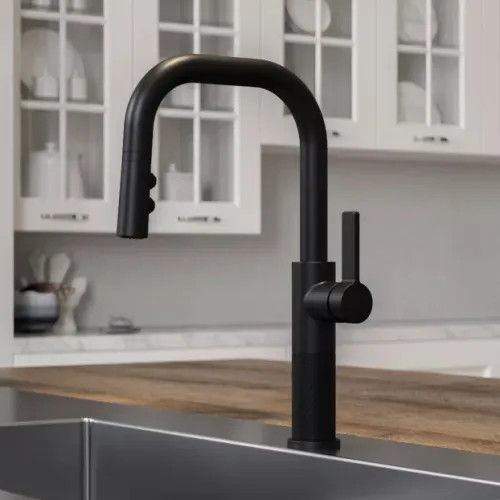 Pfister Montay Single-Handle Pull-Down Kitchen Faucet, Auto-Align, TiteSeal, Pfast Connect, Pforever Seal, 1.8 GPM, Matte Black - GT529-MTB