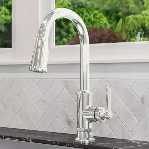 Pfister Port Haven Single-Handle Pull-Down Kitchen Faucet, Auto-Align, MagnePfit, Pforever Seal, 1.8 GPM, Stainless Steel - GT529-TDS