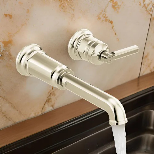 Brizo Invari Single-Handle Bathroom Faucet, Wall-Mount, Less Handle and Drain, 1.2 GPM, Brilliance Polished Nickel - T65776LF-PNLHP-ECO