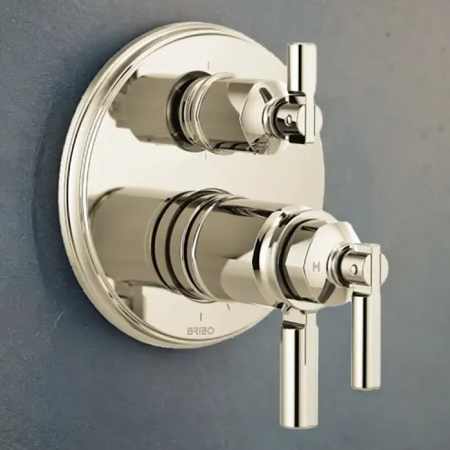 Brizo Invari TempAssure Thermostatic Valve Trim w/ 6-Function Diverter Trim, Lever Handles, Brilliance Polished Nickel - T75676-PN
