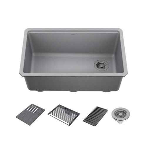 Delta Everest 29" x 19" x 10" Single Bowl Workstation Undermount Kitchen Sink, White - 75B933-30S-DG