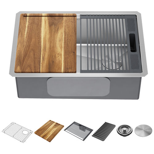 Delta Lorelai 32 x 19 x 9-1/2 Single Bowl Undermount Workstation Kitchen Sink, Stainless Steel - 95B932-27S-SS