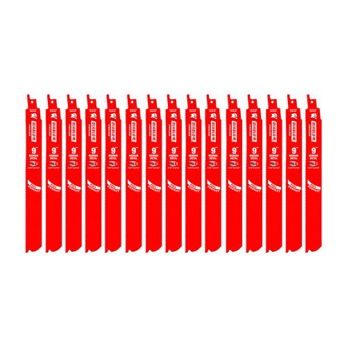 Diablo 15-Pack 9in Bi-Metal Reciprocating Saw Blade for Medium Metal Cutting, 14/18 TPI Dual Tooth Design - DS0914BF15