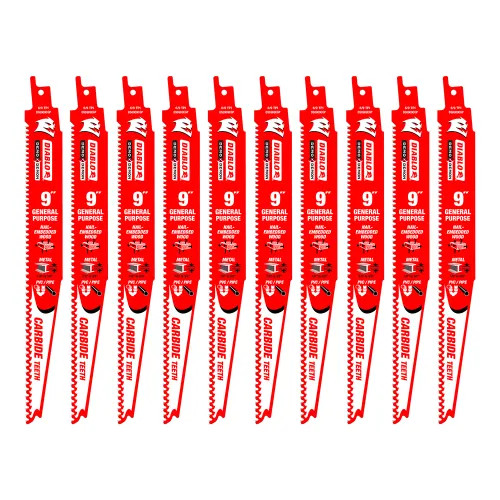 Diablo Demo Demon 10-Pack 9in Carbide General Purpose Reciprocating Saw Blade with 6/9 TPI Variable Teeth - DS0909CGP10