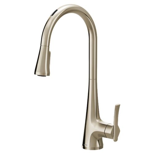 Moen Sinema Smart Motion Control Single Handle High Arc Pull-Down Kitchen Faucet, Polished Nickel - S7235EV2NL