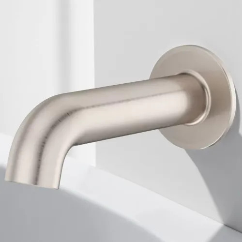Pfister 7" Non-Diverter Tub Spout with Threaded 12" Male Copper Adapter (CxMNPT), Wall-Mount, Metal, Brushed Nickel - 920-246J