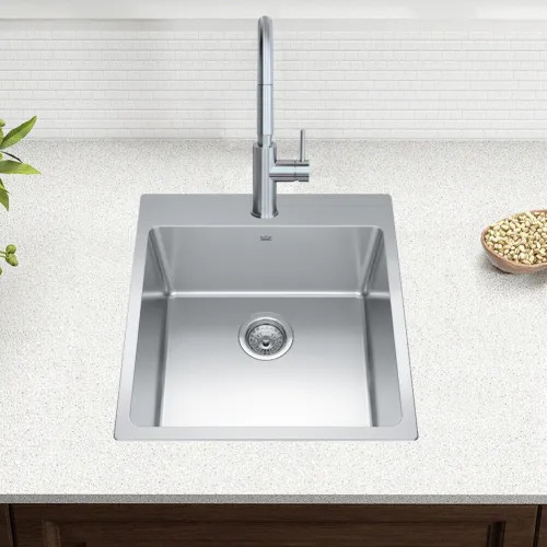 Franke Brookmore 20" x 21" Drop-In Single-Bowl Kitchen Sink, Single-Hole, Stainless Steel - BSL2120-9-1N (101.0636.977)