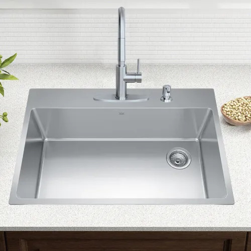 Franke Brookmore 33" x 22" Drop-In Single-Bowl Kitchen Sink, Four-Hole, Stainless Steel - BSL2233-9-3N-OW (101.0637.031)