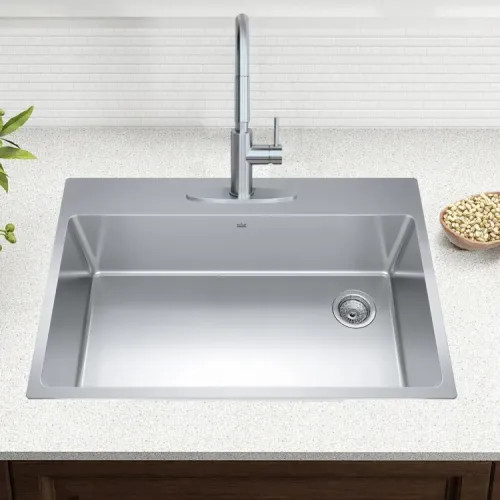 Franke Brookmore 33" x 22" Drop-In Single-Bowl Kitchen Sink, Single-Hole, Stainless Steel - BSL2233-9-1N-OW (101.0637.029)