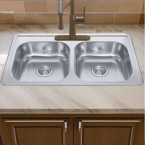 Franke Creemore 33" x 22" Drop-In Double-Bowl Kitchen Sink, Stainless Steel, Silk - CDLA3322-6-3N (101.0632.988)