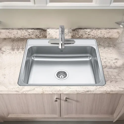 Franke Creemore 33" x 22" Drop-In Single-Bowl Kitchen Sink, Stainless Steel, Silk - CSLA2522-8-3CBN (101.0632.986)
