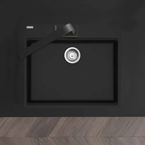 Franke Maris 25" x 22" Drop-in Single-Bowl Kitchen Sink w/ Basket Strainer, 5 Holes, Matte Black - MAG61023ADA-MBK-S (114.0687.191)