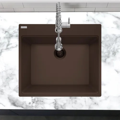 Franke Maris 25" x 22" Dual Mount Single-Bowl Laundry/Utility Sink, 5 Holes, Granite, Mocha - MAG61023L-MOC (114.0688.139)