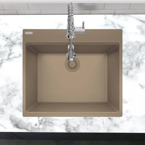 Franke Maris 25" x 22" Dual Mount Single-Bowl Laundry/Utility Sink, 5 Holes, Granite, Oyster - MAG61023L-OYS (114.0637.876)