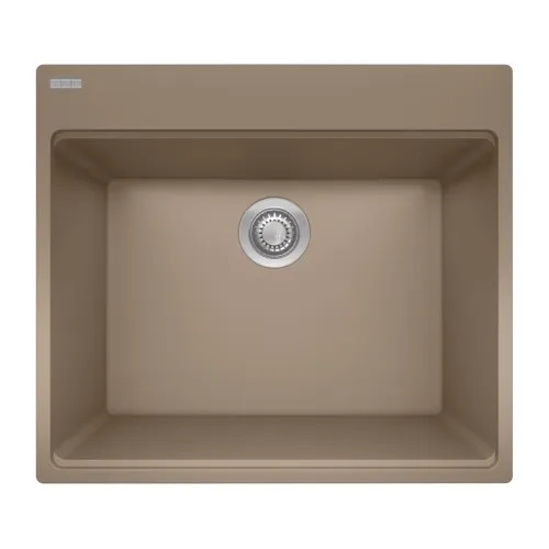 Franke Maris 25" x 22" Dual Mount Single-Bowl Laundry/Utility Sink w/ Basket Strainer, 5 Holes, Granite, Oyster - MAG61023L-OYS-S (114.0637.916)