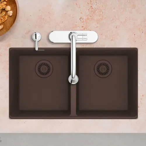 Franke Maris 31" x 18" Undermount Double-Bowl Kitchen Sink, Granite, Mocha - MAG1201414-MOC (125.0687.066)