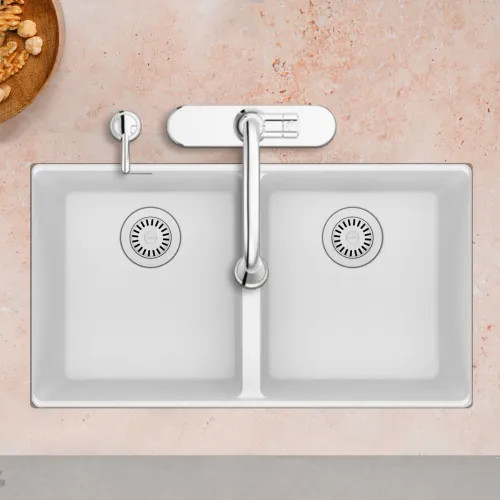Franke Maris 31" x 18" Undermount Double-Bowl Kitchen Sink, Granite, Polar White - MAG1201414-PWT (125.0687.069)