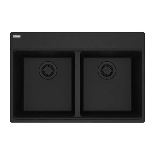 Franke Maris 31" x 21" Drop-in Double Bowl Kitchen Sink, 7 Holes, Granite, Onyx - MAG6201414-ONY (114.0687.074)
