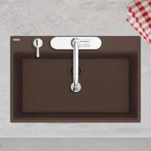 Franke Maris 31" x 21" Drop-in Single-Bowl Kitchen Sink, 5 Holes, Granite, Mocha - MAG61029-MOC (114.0687.101)