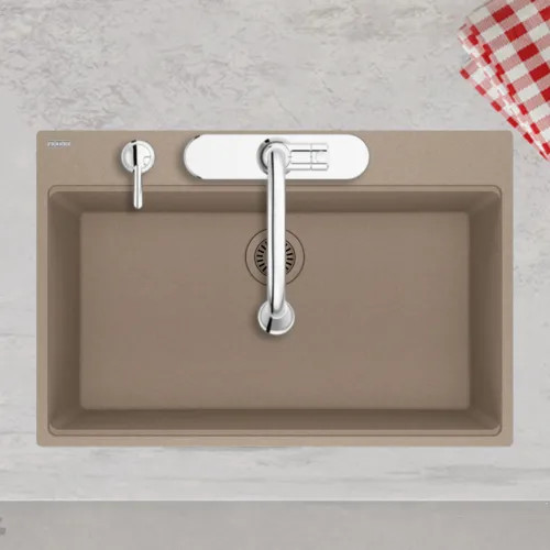 Franke Maris 33" x 22" Drop-in Single-Bowl Kitchen Sink, 5 Holes, Granite, Oyster - MAG61031-OYS (114.0686.984)
