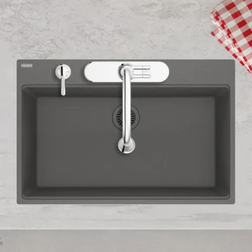 Franke Maris 33" x 22" Drop-in Single-Bowl Kitchen Sink, 5 Holes, Granite, Shadow Grey - MAG61031-SHG (114.0686.986)