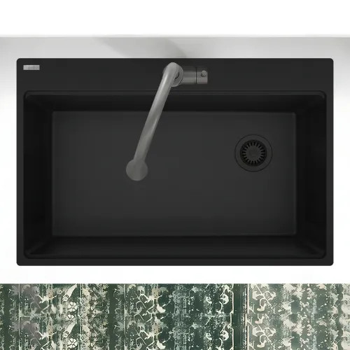 Franke Maris 33" x 22" Drop-in Single-Bowl Kitchen Sink, 6 Holes, Matte Black - MAG61031OW-MBK (114.0637.885)