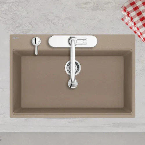 Franke Maris 33" x 22" Drop-in Single-Bowl Kitchen Sink w/ Basket Strainer, 5 Holes, Granite, Oyster - MAG61031-OYS-S (114.0687.117)