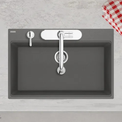 Franke Maris 33" x 22" Drop-in Single-Bowl Kitchen Sink w/ Basket Strainer, 5 Holes, Granite, Shadow Grey - MAG61031-SHG-S (114.0687.119)
