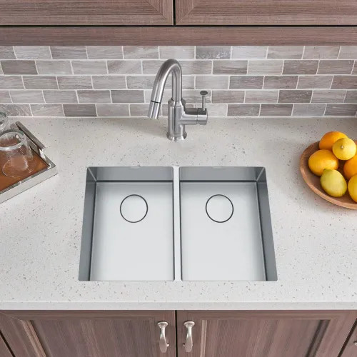 Franke Professional 2.0 31-1/2" x 19-1/2" Undermount Double-Bowl Kitchen Sink, Stainless Steel, Pearl - PS2X120-14-14 (122.0530.932)
