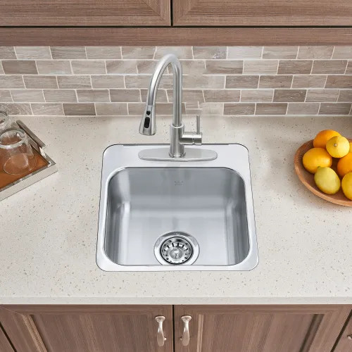 Franke Steel Queen 14" x 14" Single-Bowl Bar Sink, Stainless Steel, Silk - QSL1313-6-2N (113.0620.195)