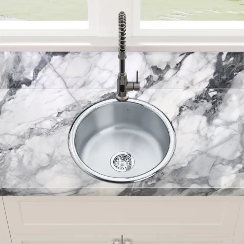 Franke Steel Queen 18" Drop-In Single-Bowl Bar Sink, Round, Stainless Steel - QSR18-8N (113.0620.198)