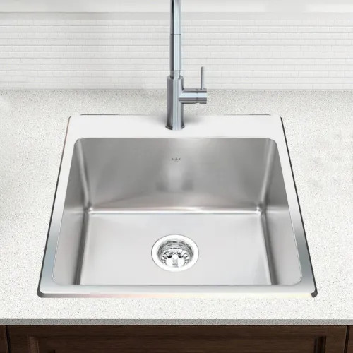 Franke Steel Queen 20-1/2" x 20" Drop-in Single-Bowl Laundry Sink, Single Hole, Stainless Steel - QSLF2020-10-1 (101.0300.792)