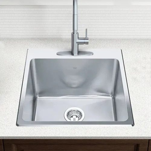 Franke Steel Queen 20" x 20-1/2" Drop-in Single-Bowl Utility Sink, 3 Holes, Stainless Steel, Silk - QSLF2020-12-3 (101.0293.898)