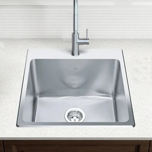 Franke Steel Queen 20" x 20-1/2" Drop-in Single-Bowl Utility Sink, Single Hole, Stainless Steel - QSLF2020-12-1 (101.0300.801)