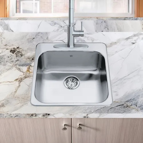 Franke Steel Queen 20" x 21" Drop-in Single-Bowl Kitchen Sink, Stainless Steel - QSL2020-8-3N