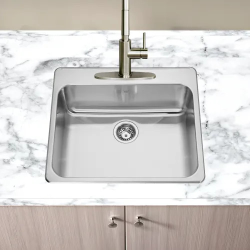 Franke Steel Queen 25-1/4" x 22" Single-Bowl Kitchen Sink, Stainless Steel - QSLA2225-8-1N (101.0620.213)