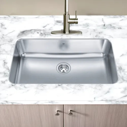 Franke Steel Queen 31" x 18" Undermount Single-Bowl Kitchen Sink, Stainless Steel, Silk - QSUA1831-8N