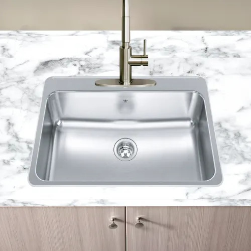 Franke Steel Queen 31" x 20-1/2" Single-Bowl Kitchen Sink, Drop-In, Stainless Steel - QSLA2031-8-1N (101.0620.242)