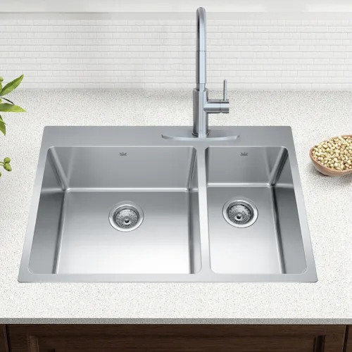 Franke Brookmore 31" x 21" Drop-In Double-Bowl Stainless Steel Kitchen Sink, 70/30 Split, Three Hole, Stainless Steel - BCL2131R-9-3N (101.0636.951)