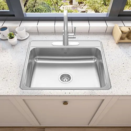 Franke Creemore 25" x 22" Drop-In Single-Bowl Kitchen Sink, Stainless Steel, Diamond - CSLA2522-6-1N (101.0632.981)