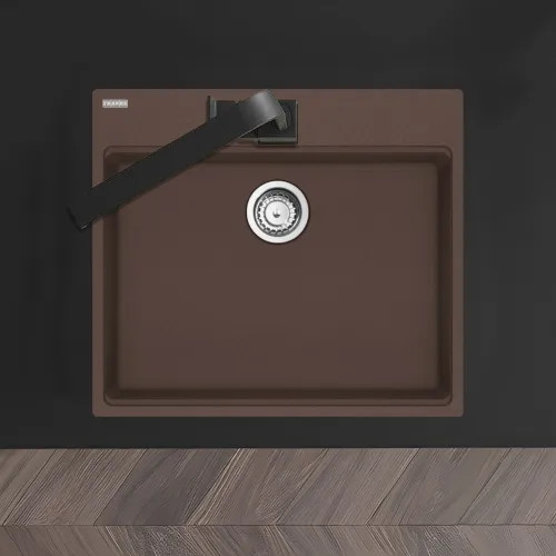 Franke Maris 25" x 22" Drop-in Single-Bowl Kitchen Sink w/ Basket Strainer, 5 Holes, Mocha - MAG61023ADA-MOC-S (114.0687.192)