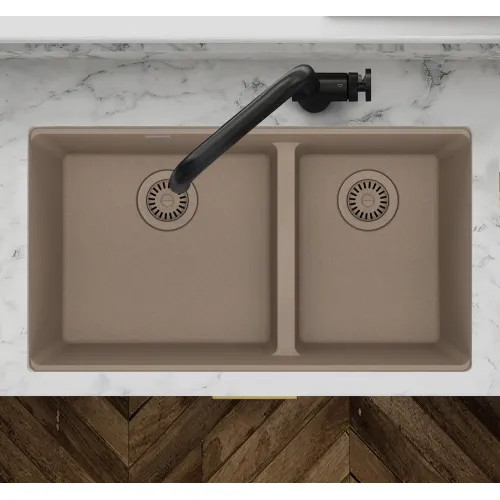Franke Maris 31" x 18" Undermount Double-Bowl Kitchen Sink, 60/40 Split, Low Divide, Granite, Oyster - MAG1601611LD-OYS (125.0687.082)