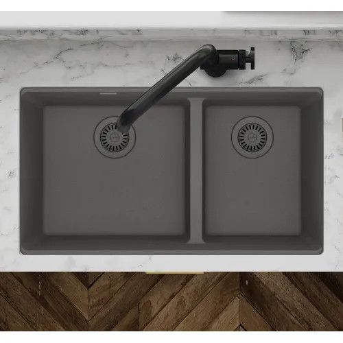 Franke Maris 31" x 18" Undermount Double-Bowl Kitchen Sink, 60/40 Split, Low Divide, Granite, Shadow Grey - MAG1601611LD-SHG (125.0686.084)