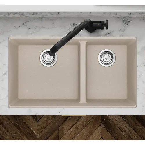 Franke Maris 31" x 18" Undermount Double-Bowl Kitchen Sink w/ Basket Strainer, 60/40 Split, Low Divide, Granite, Champagne - MAG1601611LD-CHA-S (125.0687.227)