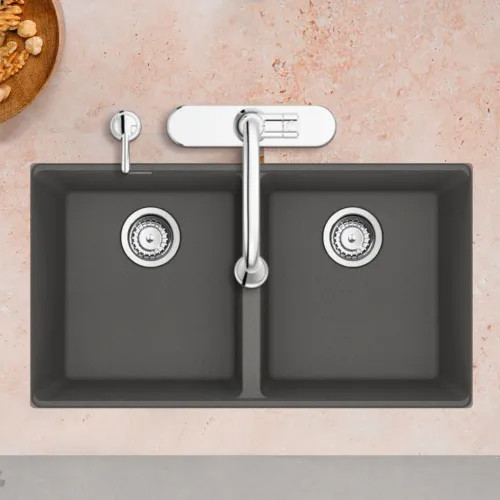 Franke Maris 31" x 18" Undermount Double-Bowl Kitchen Sink w/ Basket Strainer, Granite, Shadow Grey - MAG1201414-SHG-S (125.0687.219)