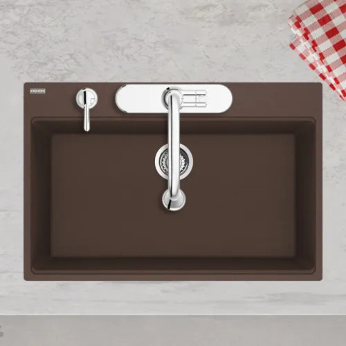 Franke Maris 31" x 21" Drop-in Single-Bowl Kitchen Sink w/ Basket Strainer, 5 Holes, Granite, Mocha - MAG61029-MOC-S (114.0687.250)
