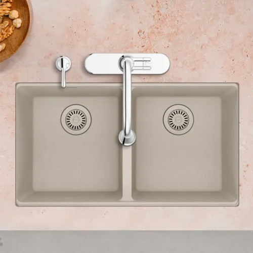 Franke Maris 33" x 19" Undermount Double-Bowl Kitchen Sink, Granite, Champagne - MAG1201515-CHA (125.0686.987)