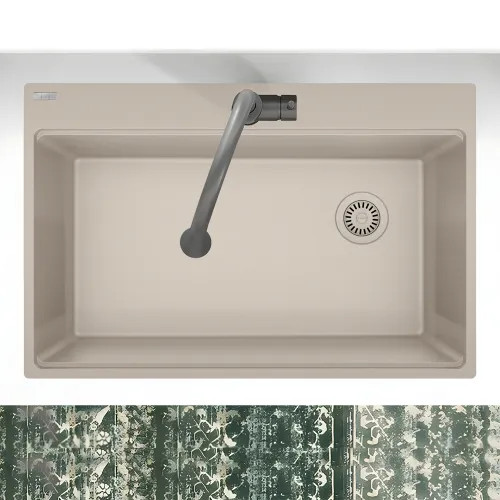 Franke Maris 33" x 22" Drop-in Single-Bowl Kitchen Sink, 6 Holes, Champagne - MAG61031OW-CHA (114.0637.884)