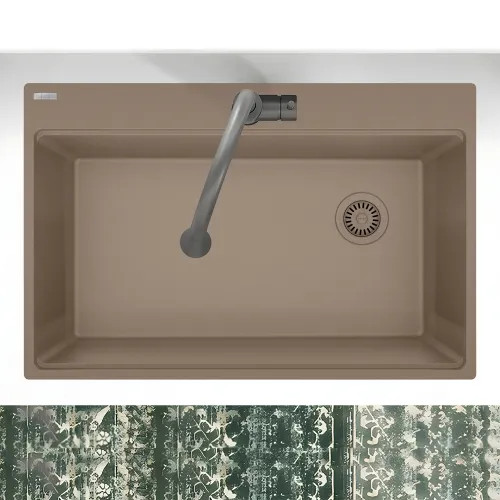 Franke Maris 33" x 22" Drop-in Single-Bowl Kitchen Sink, 6 Holes, Oyster - MAG61031OW-OYS (114.0637.883)