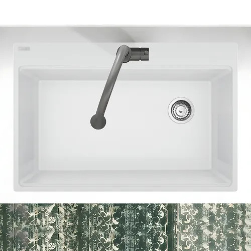Franke Maris 33" x 22" Drop-in Single-Bowl Kitchen Sink w/ Basket Strainer, 6 Holes, Polar White - MAG61031OW-PWT-S (114.0637.921)
